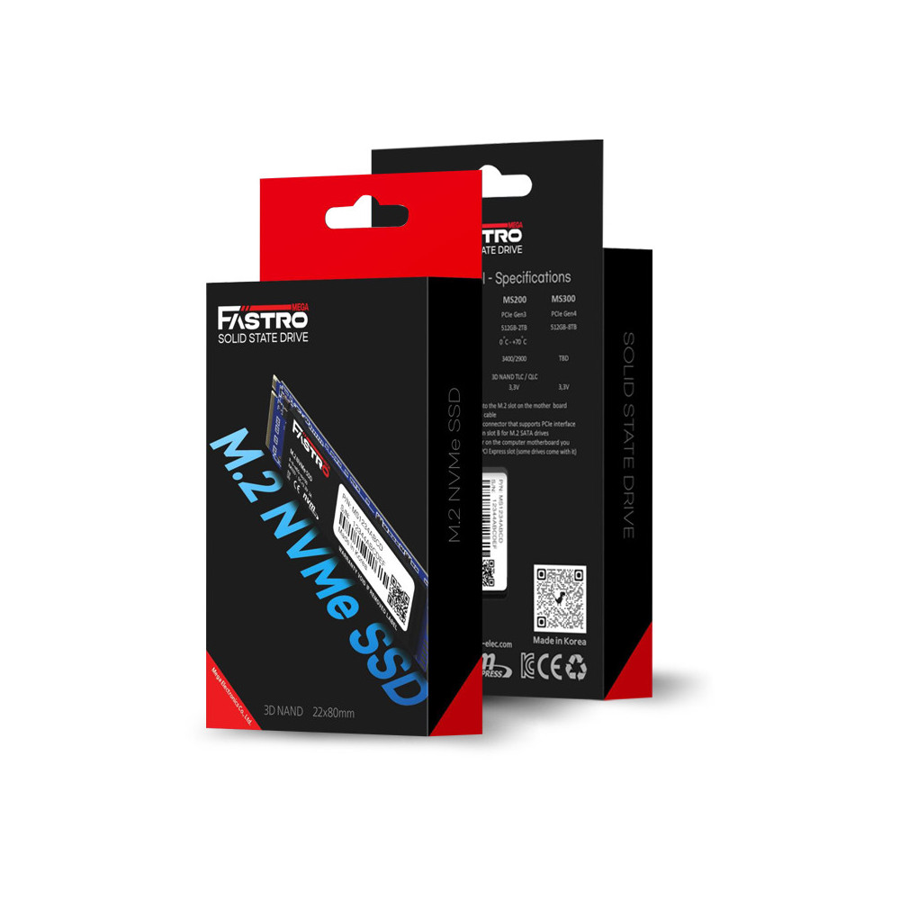 FASTRO MS150-512GTS disque SSD 512 Go M.2 PCI Express 3.0 NVMe 3D TLC NAND