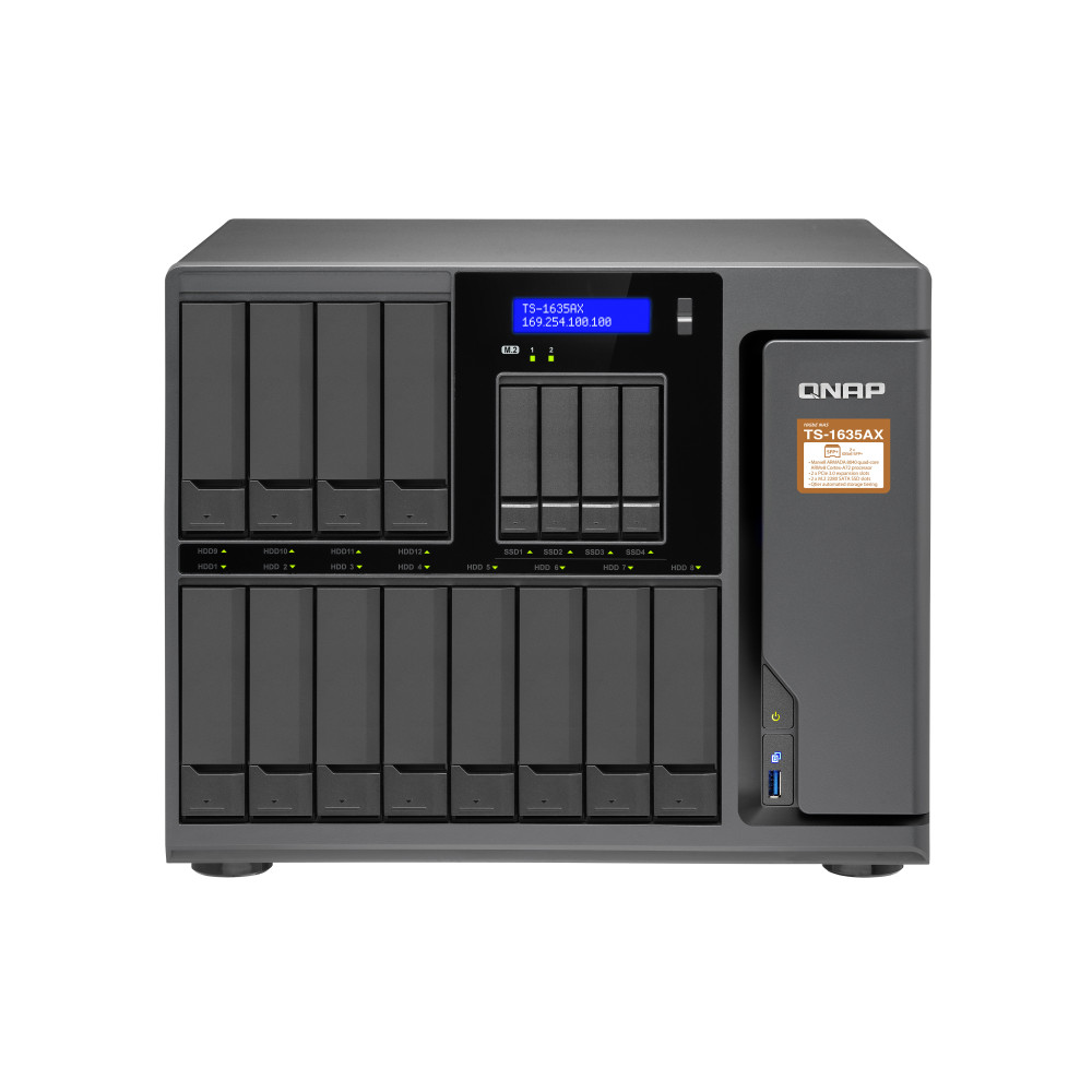 QNAP TS-1635AX NAS Bureau Marvell Armada 8040 8 Go DDR4 0 To QNAP QTS Noir