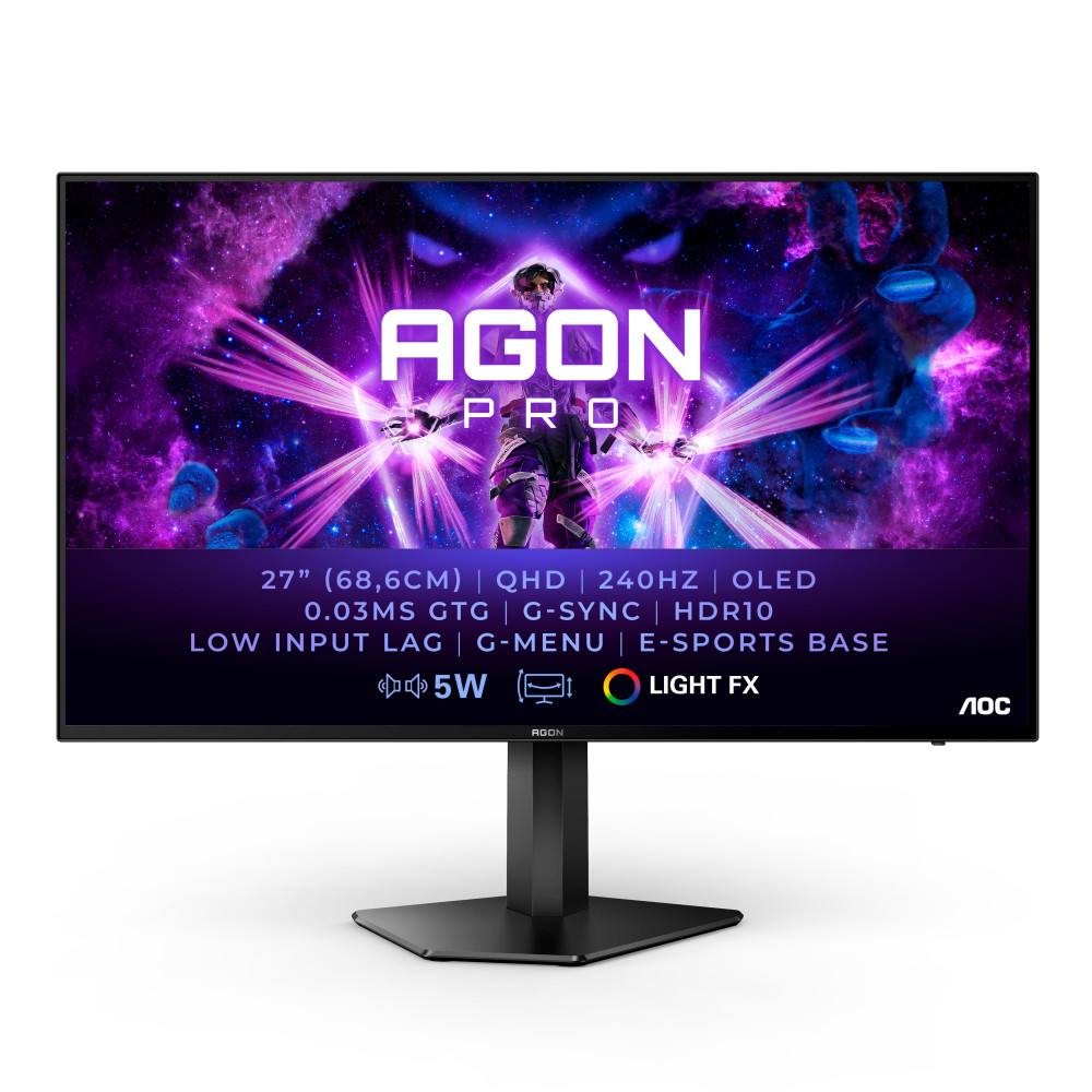 AOC AG276QZD écran plat de PC 67,3 cm (26.5") 2560 x 1440 pixels Quad HD OLED Noir AOC AG276QZD écran plat de PC 67,3 cm (26.5") 2560 x 1440 pixels Quad HD OLED Noir