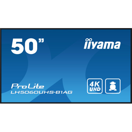 iiyama LH5060UHS-B1AG affichage de messages Carte A numérique 125,7 cm (49.5") LED Wifi 500 cd m² 4K Ultra HD Noir Intégré dans