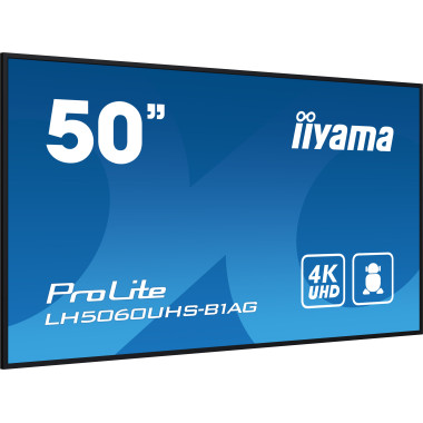 iiyama LH5060UHS-B1AG affichage de messages Carte A numérique 125,7 cm (49.5") LED Wifi 500 cd m² 4K Ultra HD Noir Intégré dans