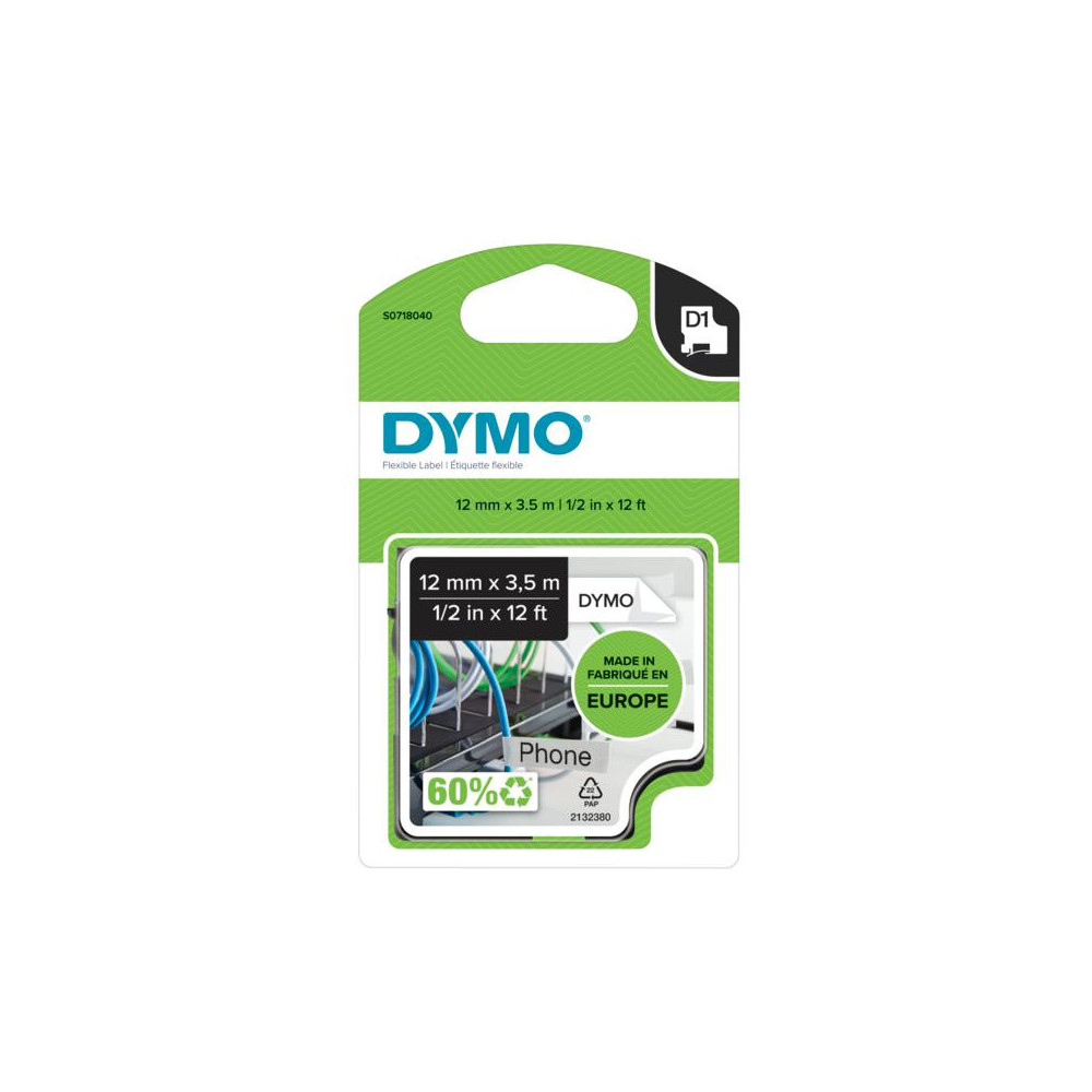 DYMO D1 - Durable Étiquettes - Noir sur blanc - 12mm x 5.5m