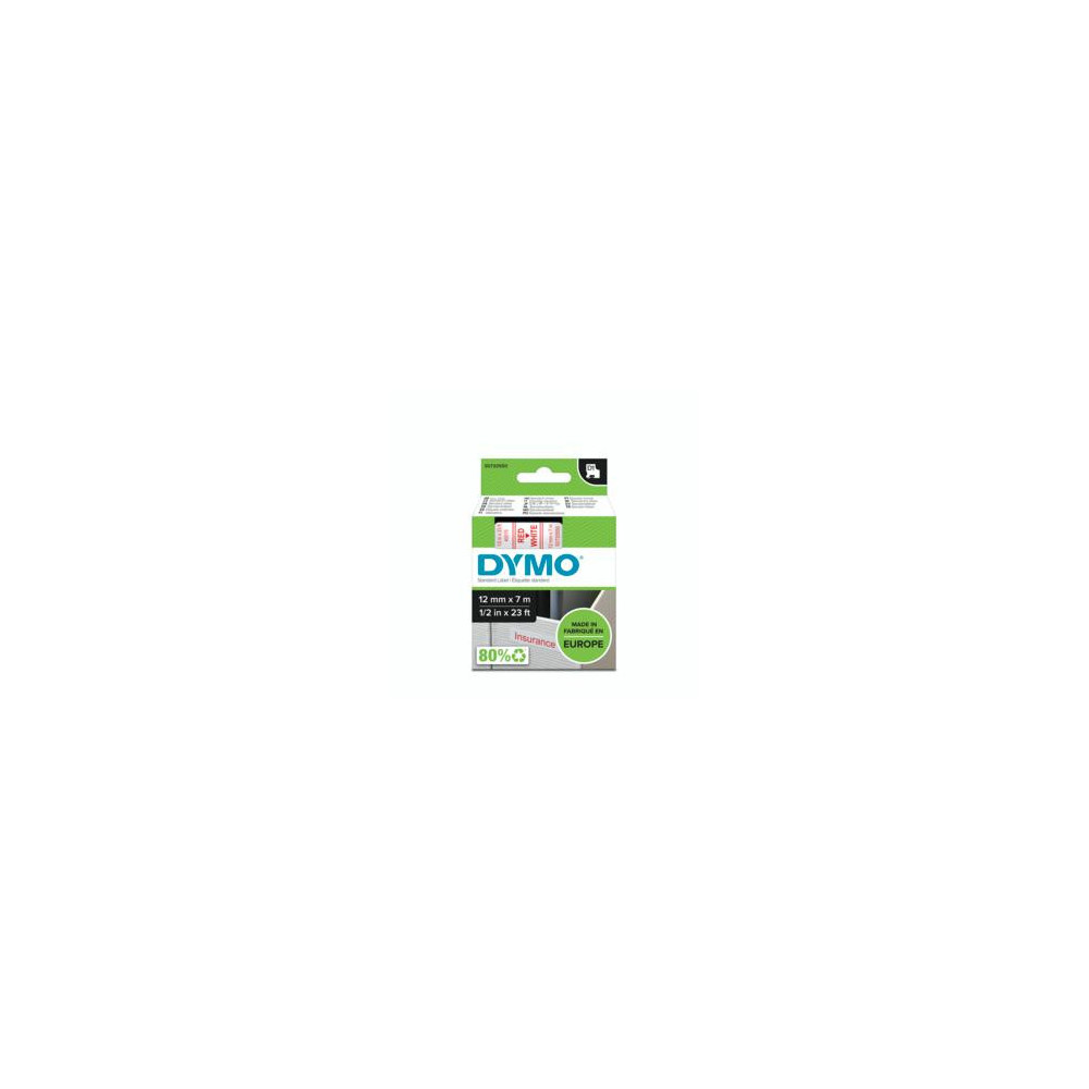 DYMO D1 - Standard Étiquettes - Rouge sur blanc - 12mm x 7m