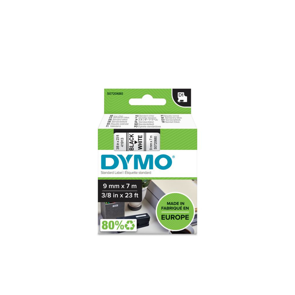 DYMO D1 - Standard Étiquettes - Noir sur blanc - 9mm x 7m