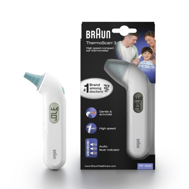 Braun ThermoScan 3 Contact Blanc Oreille