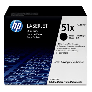 HP 51X pack de 2 toners LaserJet noir grande capacité authentiques