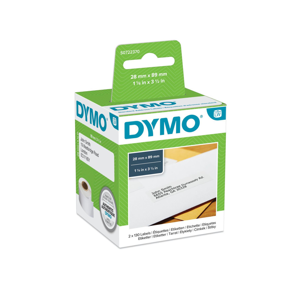 DYMO LW - Étiquettes d'adresse standard - 28 x 89 mm - S0722370 DYMO LW - Étiquettes d'adresse standard - 28 x 89 mm - S0722370