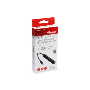 Equip 128954 hub & concentrateur USB 3.2 Gen 1 (3.1 Gen 1) Type-C 5000 Mbit s Noir