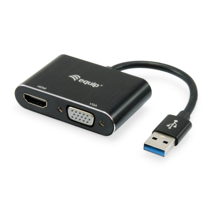 Equip 133386 adaptateur graphique USB 1920 x 1080 pixels Noir