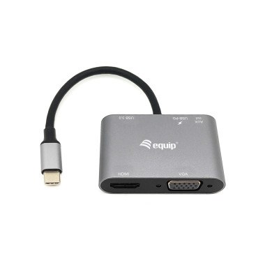 Equip 133483 station d'accueil Avec fil USB 3.2 Gen 1 (3.1 Gen 1) Type-C Noir, Gris