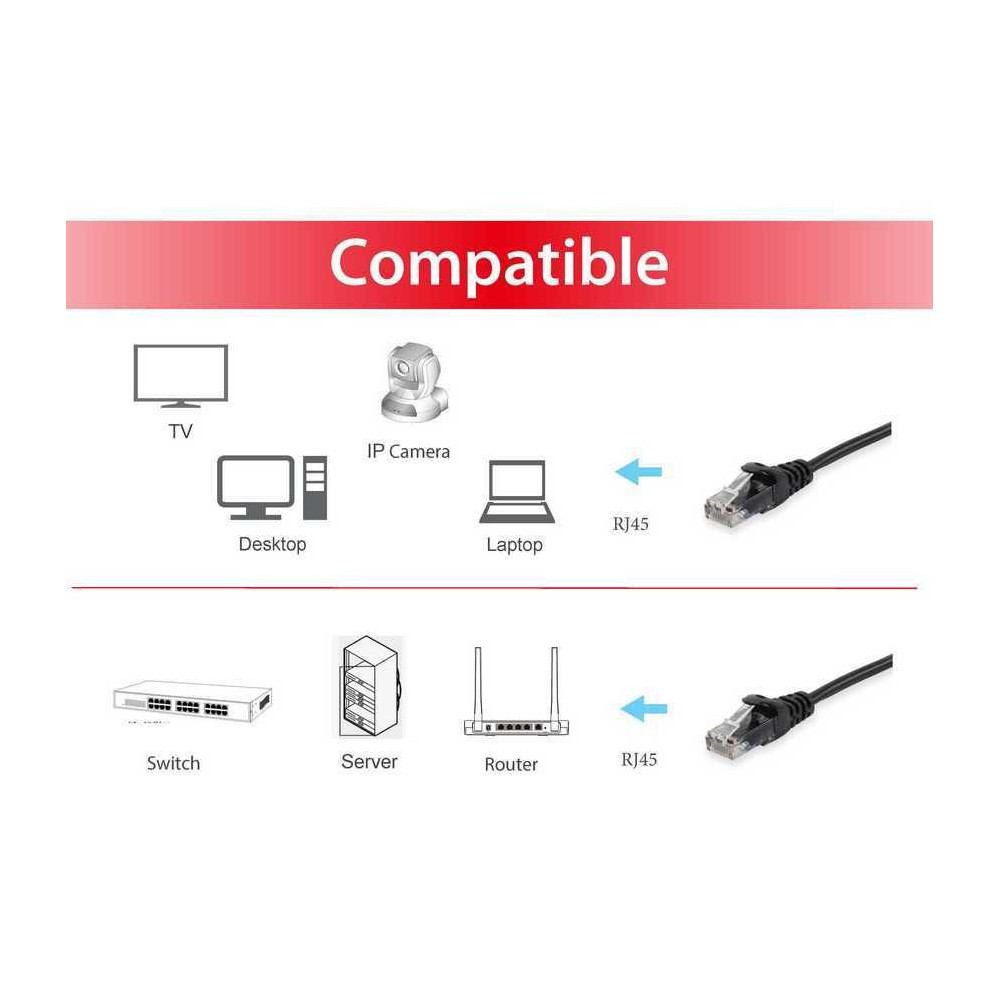 Equip 625453 câble de réseau Noir 0,25 m Cat6 U UTP (UTP)