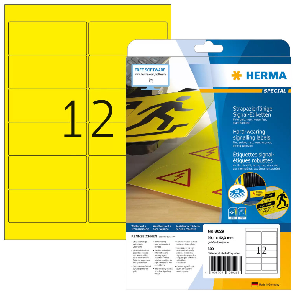 HERMA 8029 étiquette à imprimer Jaune Imprimante d'étiquette adhésive HERMA 8029 étiquette à imprimer Jaune Imprimante d'étiquette adhésive