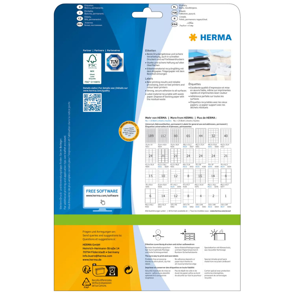 HERMA 8633 étiquette à imprimer Blanc Imprimante d'étiquette adhésive