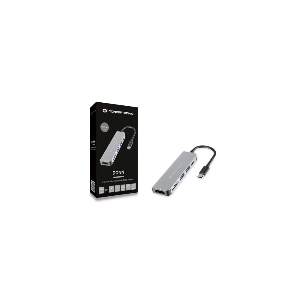 Conceptronic DONN02G station d'accueil USB 3.2 Gen 1 (3.1 Gen 1) Type-C Aluminium