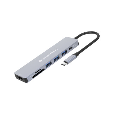 Conceptronic DONN19G station d'accueil Avec fil USB 3.2 Gen 1 (3.1 Gen 1) Type-C Gris