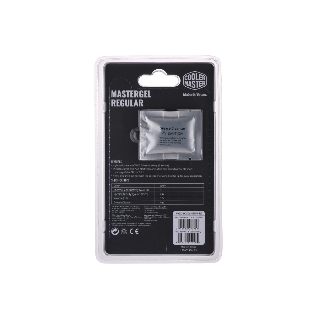 Cooler Master MasterGel Regular combiné de dissipateurs thermiques Pâte thermique 5 W m·K 12 g