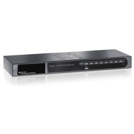LevelOne KVM-0831 commutateur écran, clavier et souris Grille de montage Noir, Gris