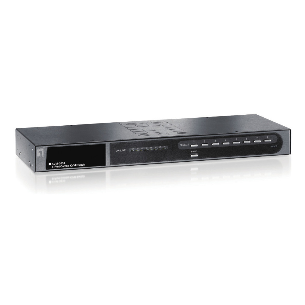 LevelOne KVM-0831 commutateur écran, clavier et souris Grille de montage Noir, Gris LevelOne KVM-0831 commutateur écran, clavier et souris Grille de montage Noir, Gris