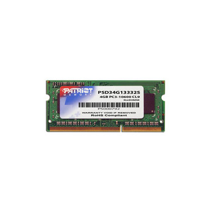 Patriot Memory 4GB DDR3 SODIMM module de mémoire 4 Go 1 x 4 Go 1333 MHz