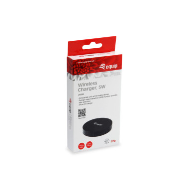 Equip 245500 chargeur d'appareils mobiles Smartphone Noir USB Recharge sans fil Charge rapide Intérieure