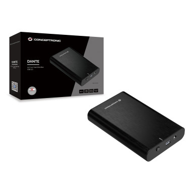 Conceptronic DANTE02B Boîtier de disques de stockage Boîtier disque dur SSD Noir 2.5 3.5"