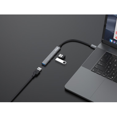Equip 128961 hub & concentrateur USB 3.2 Gen 1 (3.1 Gen 1) Type-C 5000 Mbit s Noir, Gris