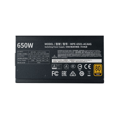 Cooler Master MWE Gold 650 - V2 Full Modular unité d'alimentation d'énergie 650 W 24-pin ATX ATX Noir