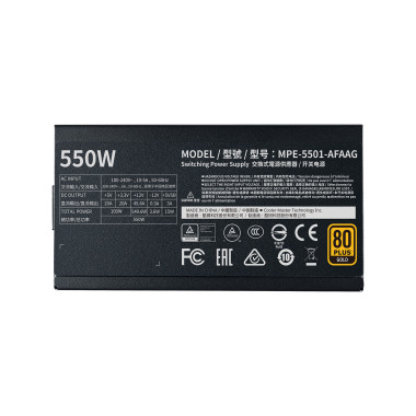 Cooler Master MWE Gold 550 - V2 Full Modular unité d'alimentation d'énergie 550 W 24-pin ATX ATX Noir