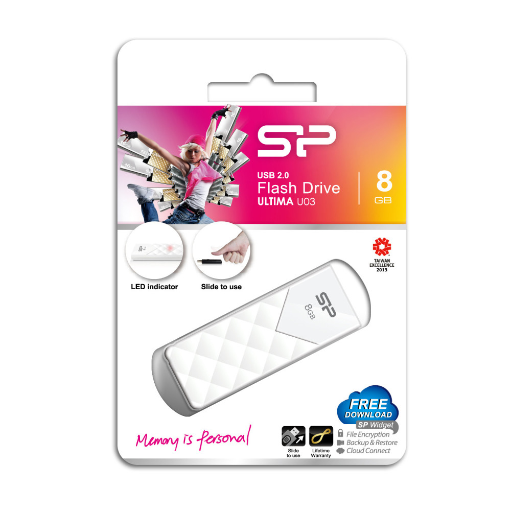 Silicon Power Ultima U03 8GB lecteur USB flash 8 Go USB Type-A 2.0 Blanc