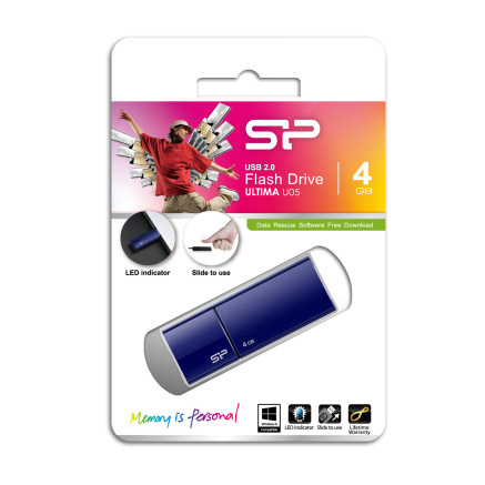 Silicon Power Ultima U05 4GB lecteur USB flash 4 Go USB Type-A 2.0 Bleu, Marine