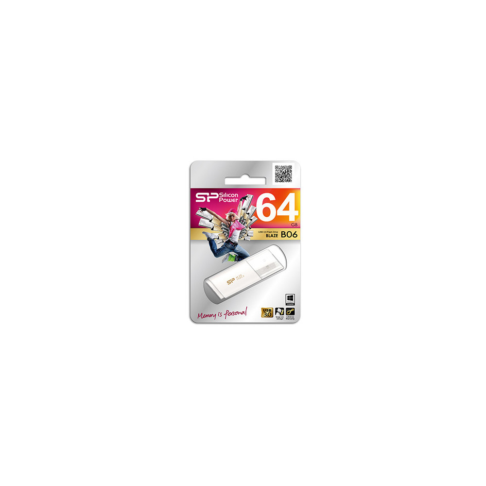 Silicon Power Blaze U06 64GB lecteur USB flash 64 Go USB Type-A 3.2 Gen 1 (3.1 Gen 1) Blanc