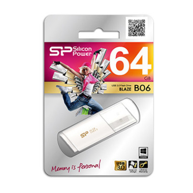 Silicon Power Blaze U06 64GB lecteur USB flash 64 Go USB Type-A 3.2 Gen 1 (3.1 Gen 1) Blanc