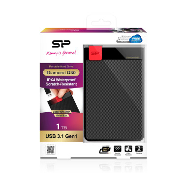 Silicon Power Diamond D30 disque dur externe 1 To 2.5" USB 3.2 Gen 1 (3.1 Gen 1) Noir, Rouge