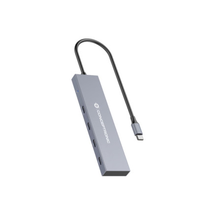 Conceptronic HUBBIES14G hub & concentrateur USB 3.2 Gen 2 (3.1 Gen 2) Type-C 10000 Mbit s Gris