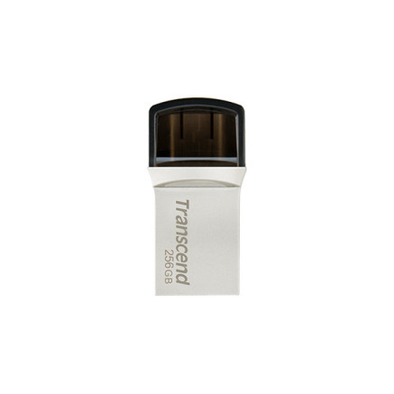 Transcend JetFlash 890 lecteur USB flash 256 Go USB Type-A   USB Type-C 3.2 Gen 1 (3.1 Gen 1) Argent