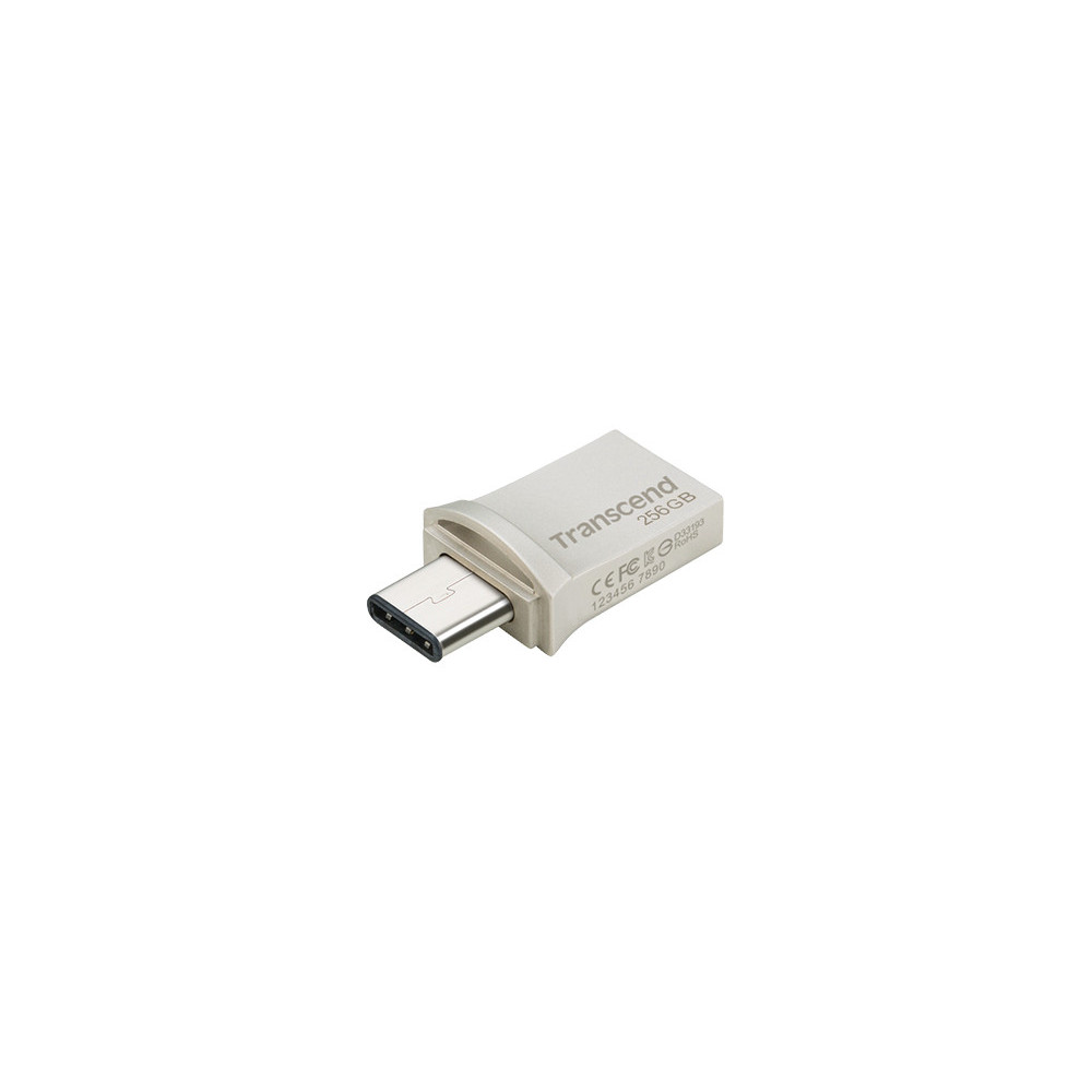 Transcend JetFlash 890 lecteur USB flash 256 Go USB Type-A   USB Type-C 3.2 Gen 1 (3.1 Gen 1) Argent