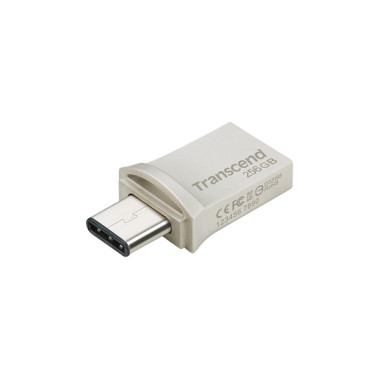 Transcend JetFlash 890 lecteur USB flash 256 Go USB Type-A   USB Type-C 3.2 Gen 1 (3.1 Gen 1) Argent