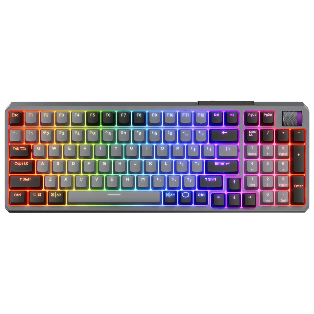 Cooler Master MK770 clavier Jouer USB + RF Wireless + Bluetooth QWERTY Anglais américain Noir, Gris