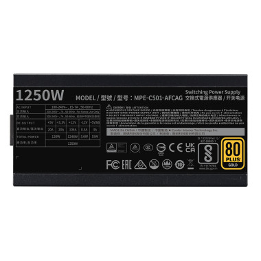 Cooler Master MWE Gold 1250 V2 ATX 3.1 unité d'alimentation d'énergie 1250 W 24-pin ATX Noir