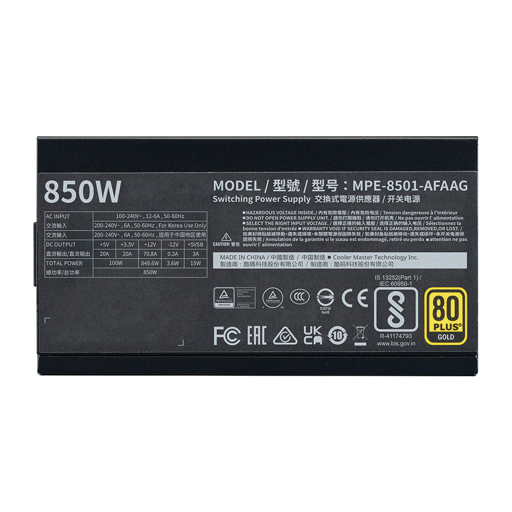 Cooler Master MWE Gold 850 V2 ATX 3.1 unité d'alimentation d'énergie 850 W 24-pin ATX Noir