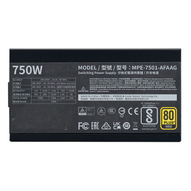 Cooler Master MWE Gold 750 V2 ATX 3.1 unité d'alimentation d'énergie 750 W 24-pin ATX Noir