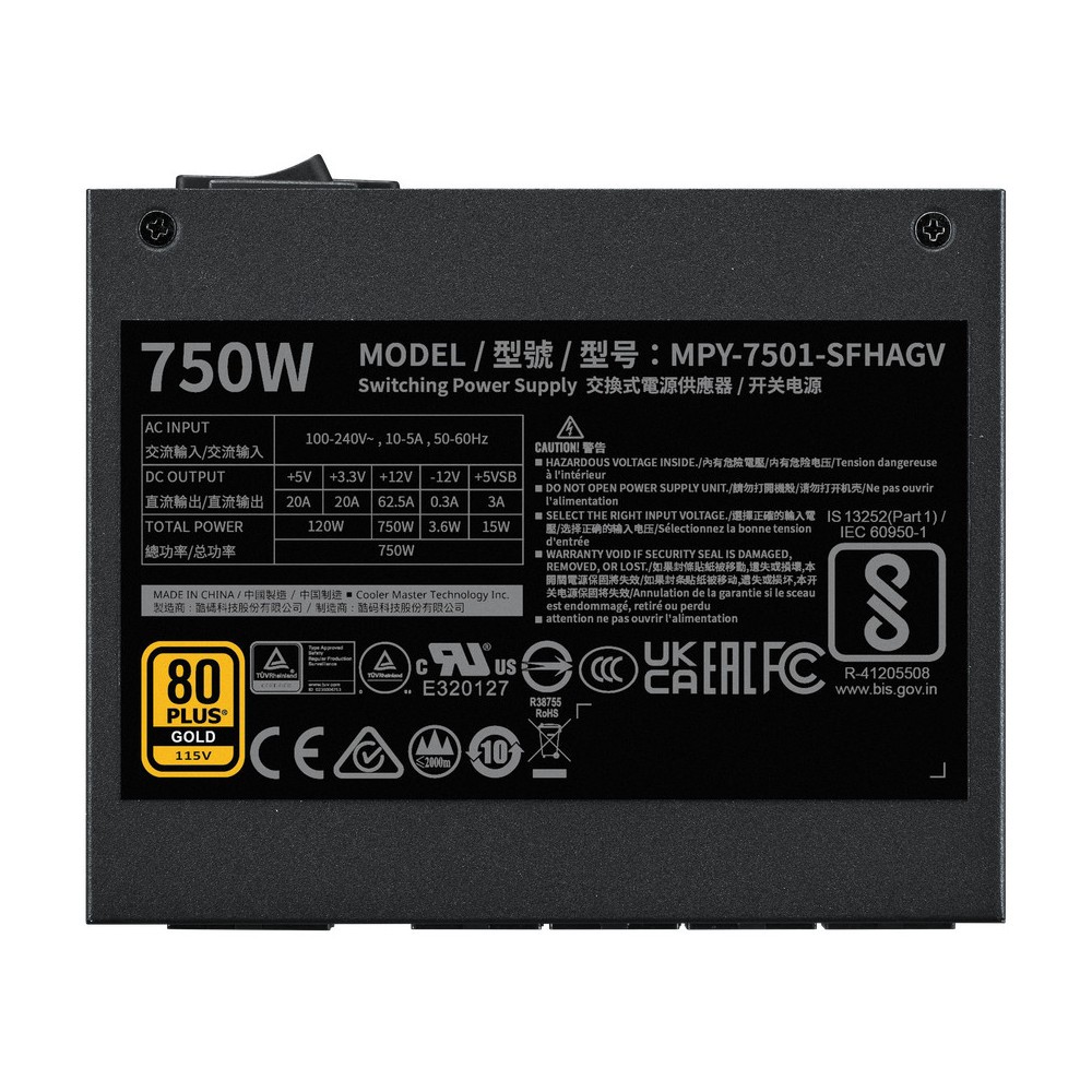 Cooler Master V SFX Gold 750 ATX 3.1 unité d'alimentation d'énergie 750 W 24-pin ATX Noir