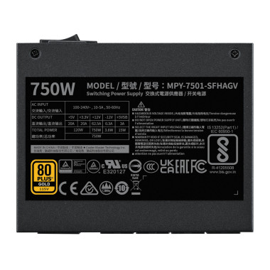 Cooler Master V SFX Gold 750 ATX 3.1 unité d'alimentation d'énergie 750 W 24-pin ATX Noir