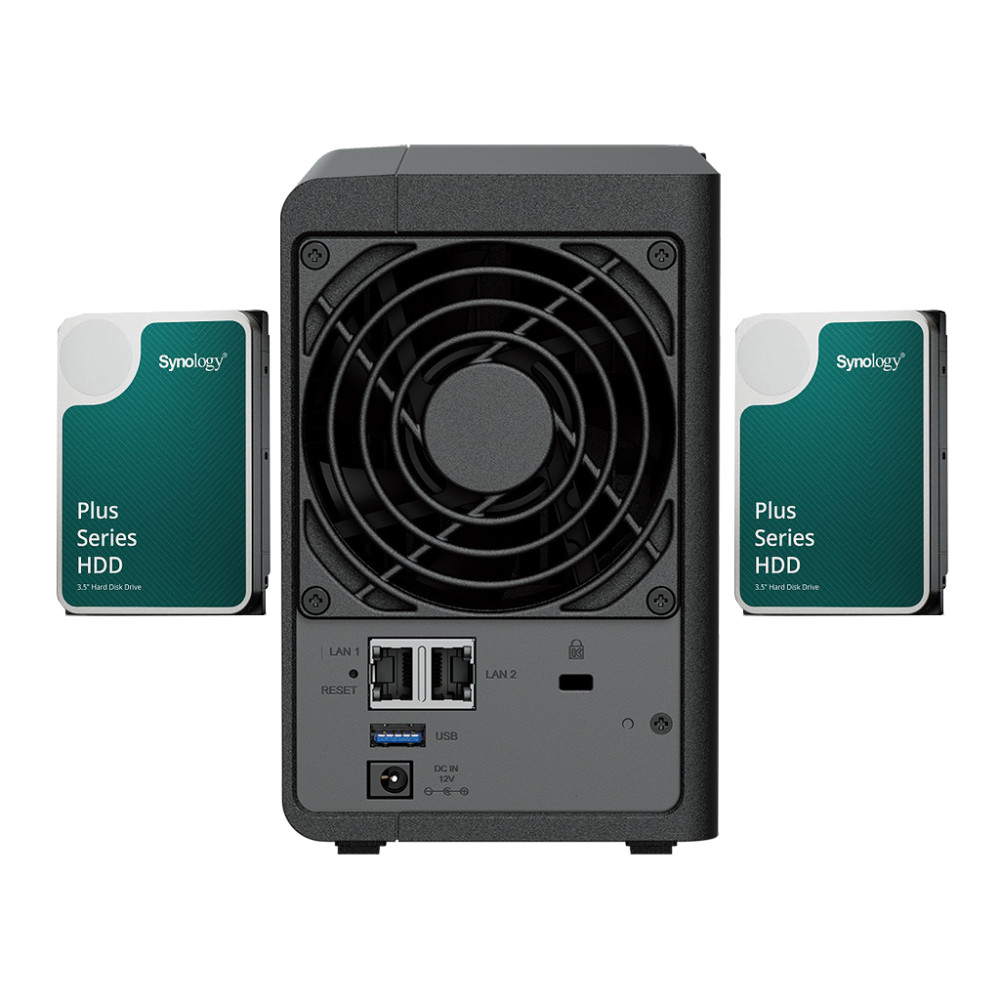Bundle Synology DiskStation DS224+, NAS, Bureau, Intel® Celeron®, J4125, 2 Go, DDR4, + 2DD de 12To