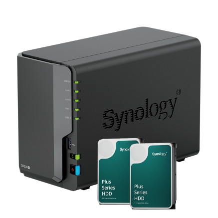 Bundle Synology DiskStation DS224+, NAS, Bureau, Intel® Celeron®, J4125, 2 Go, DDR4, + 2DD de 12To