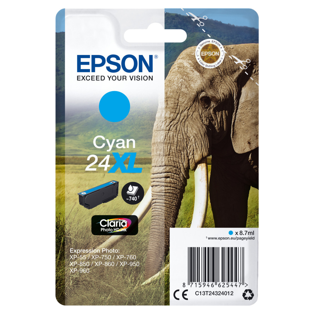 Epson Elephant Cartouche "Eléphant" - Encre Claria Photo HD C (XL) Epson Elephant Cartouche "Eléphant" - Encre Claria Photo HD C (XL)