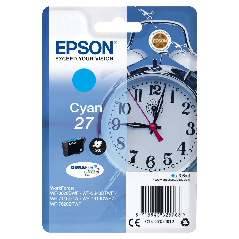 Epson Alarm clock Cartouche "Réveil" 27 - Encre DURABrite Ultra C Epson Alarm clock Cartouche "Réveil" 27 - Encre DURABrite Ultra C