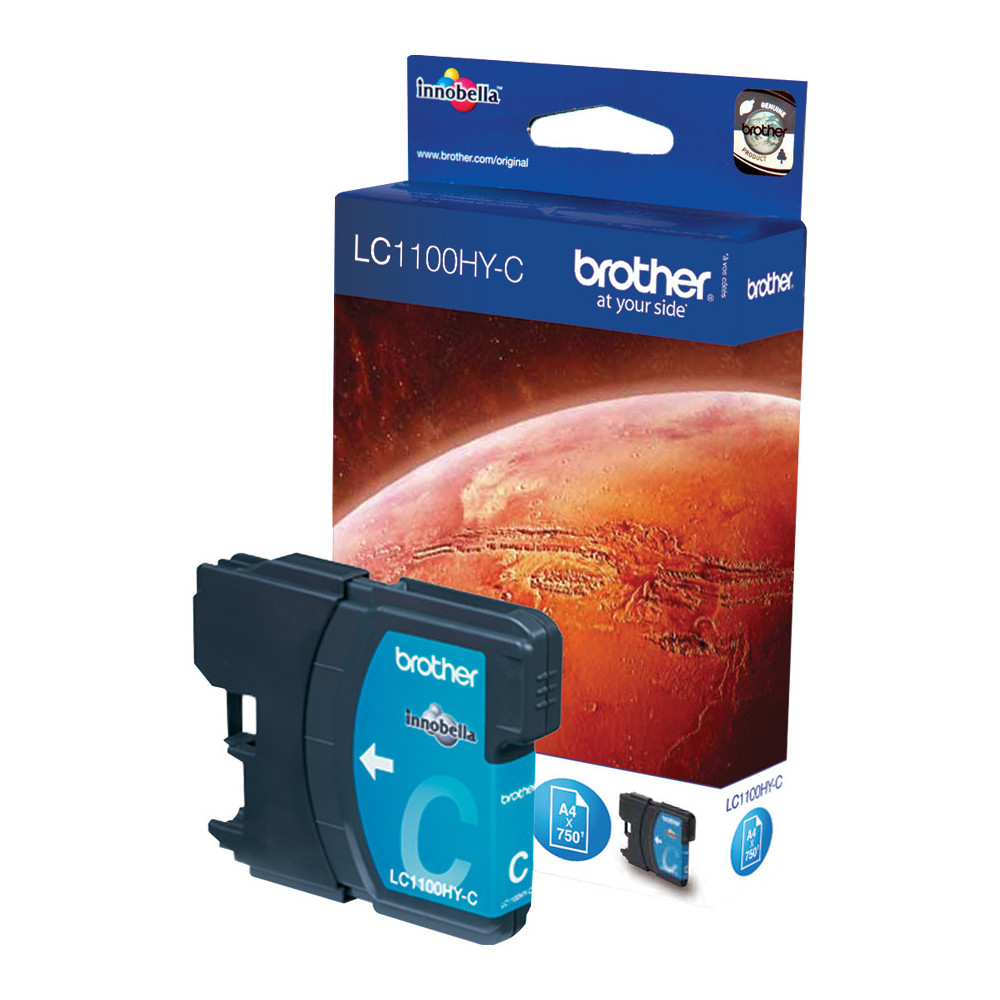 Brother Cartouche d'encre LC1100HYC originale à haut rendement – Cyan Brother Cartouche d'encre LC1100HYC originale à haut rendement – Cyan