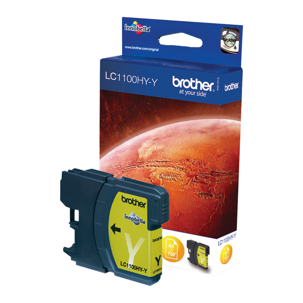 Brother Cartouche d'encre LC1100HYY originale à haut rendement – Jaune Brother Cartouche d'encre LC1100HYY originale à haut rendement – Jaune