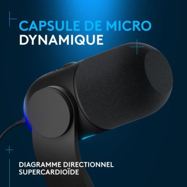 Logitech G Yeti GX - Microphone - USB - noir